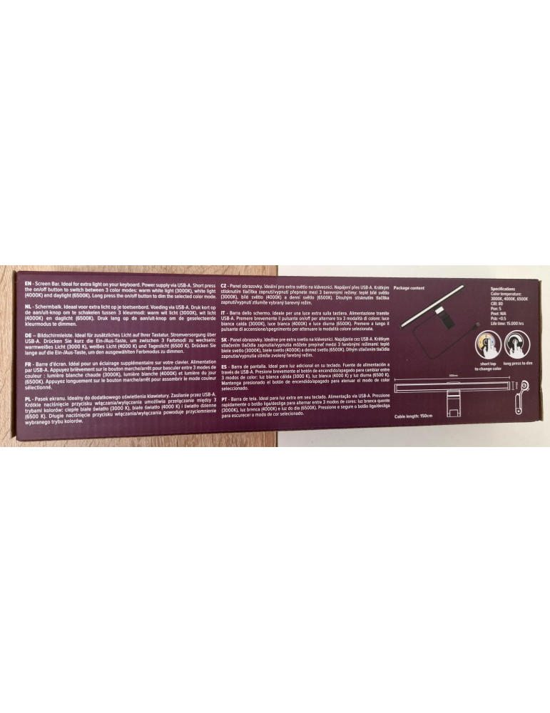 SCREEN BAR LED Monitorlampe – 200 Lumen mit Touch & Farbwechsel