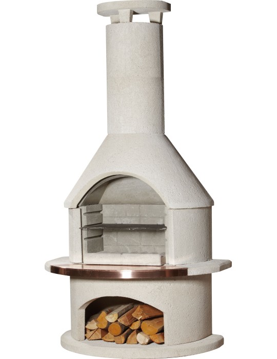 Gartengrillkamin Rondo weiß – Quarzstruktur | ShopVola