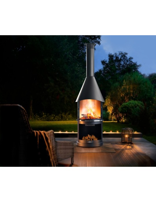 Kamin Sydney dunkelgrau – Gartengrillkamin aus Edelstahl | ShopVola