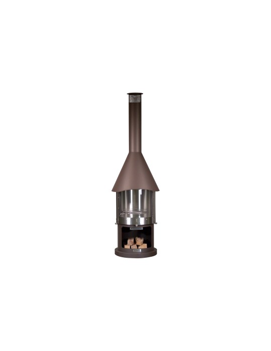 Kamin Melbourne braun – Edelstahl Grillkamin mit Schiebetür | ShopVola