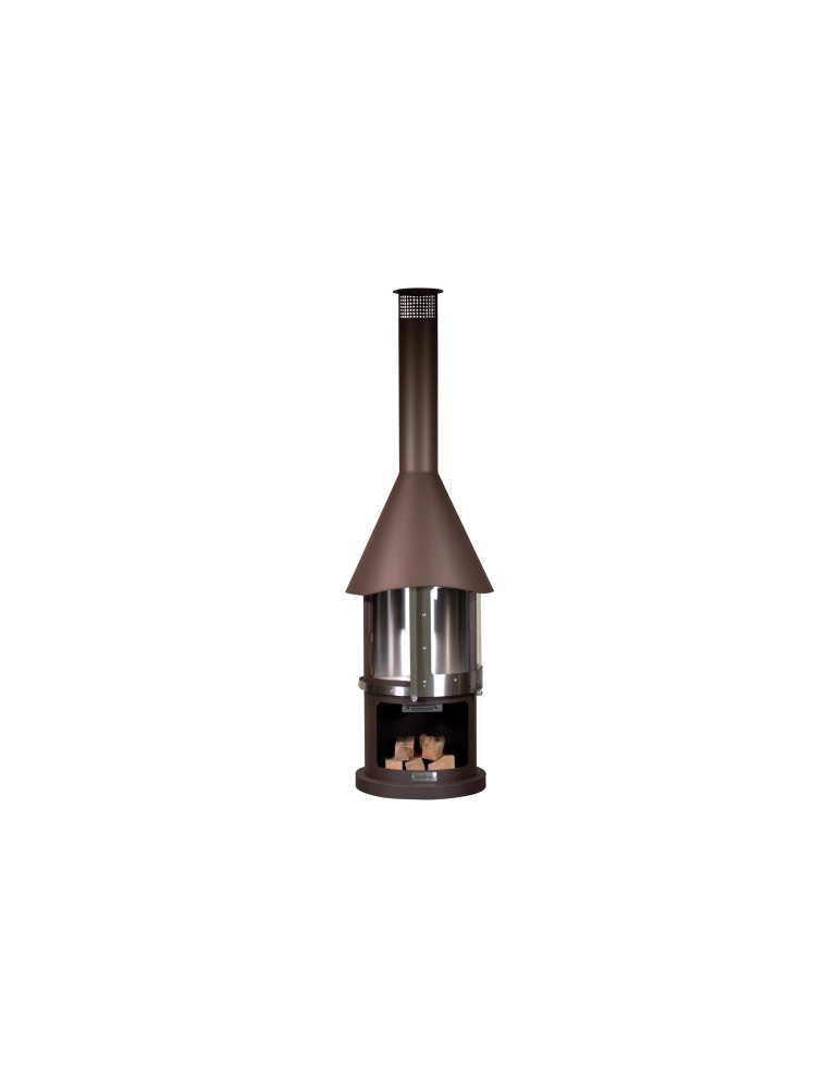 Kamin Melbourne braun – Edelstahl Grillkamin mit Schiebetür | ShopVola