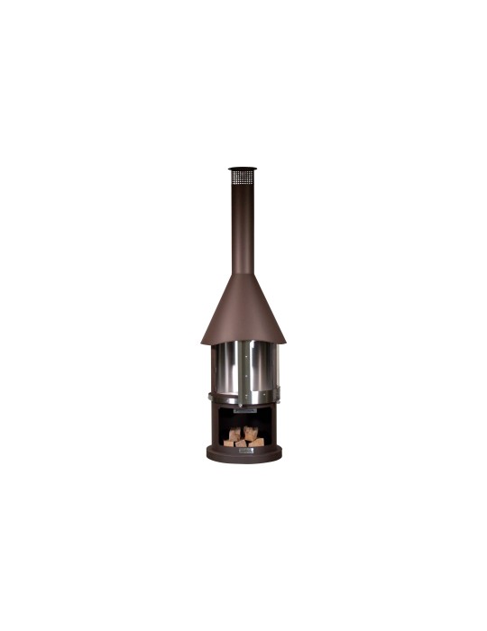 Kamin Melbourne braun – Edelstahl Grillkamin mit Schiebetür | ShopVola