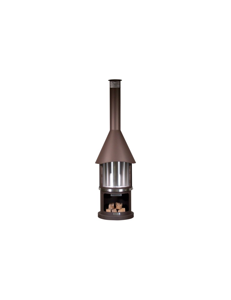 Kamin Melbourne braun – Edelstahl Grillkamin mit Schiebetür | ShopVola
