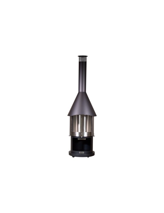 Kamin Melbourne schwarz – Edelstahl Grillkamin mit Schiebetür | ShopVola