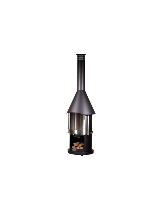 Kamin Melbourne schwarz – Edelstahl Grillkamin mit Schiebetür | ShopVola