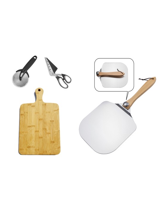 Pizza‑Set 4‑teilig – Servierbrett, Schieber & Cutter | ShopVola