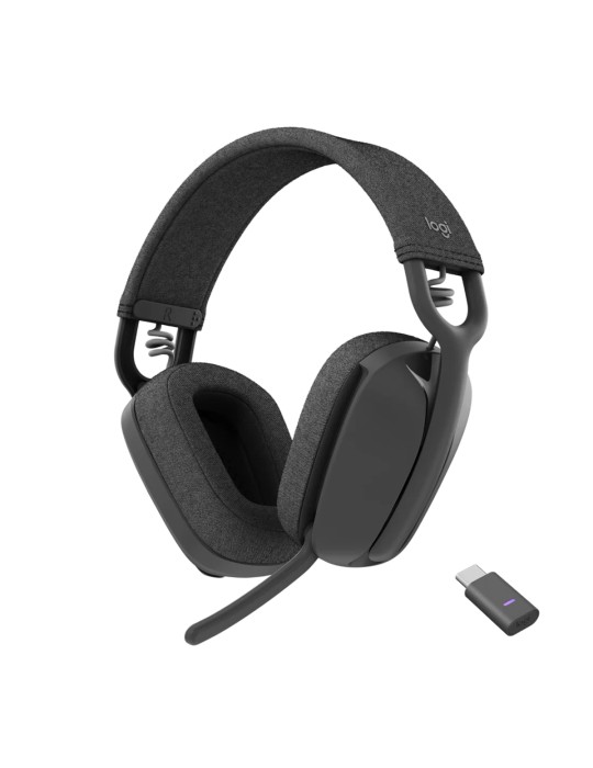 Logitech Zone Vibe Wireless Headset UC Version, USB-C Empfänger +USB-A Adapter, Grafit