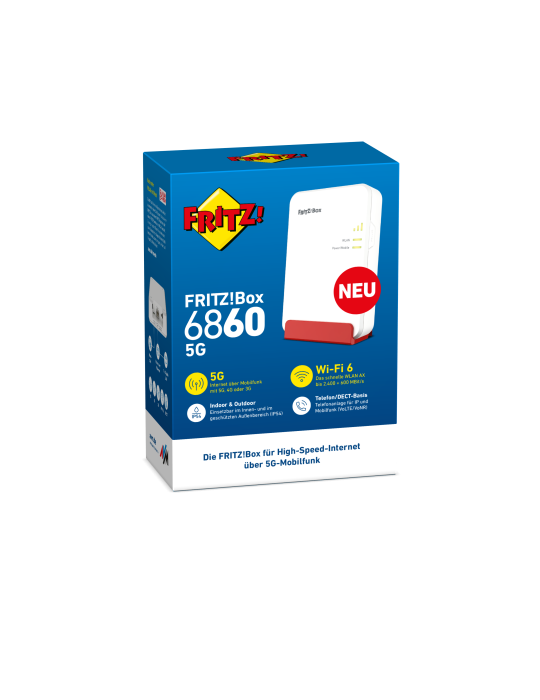 FRITZ!Box 6860 5G (Mobilfunk-Router mit bis zu 1.300 MBit/s in 5G/LTE, Wi-Fi 6)